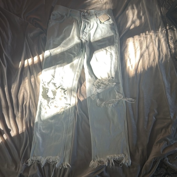 We The Free Paradise Blue Distressed Jeans NWT Size 24 $78 - Picture 5 of 5